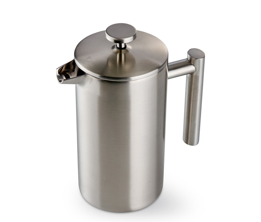 900 ml'lik, çift cidarlı, çelik French Press kahve makinesi.