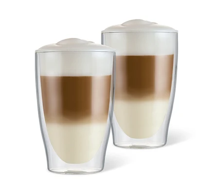 İki adet çift cidarlı latte macchiato bardağı.