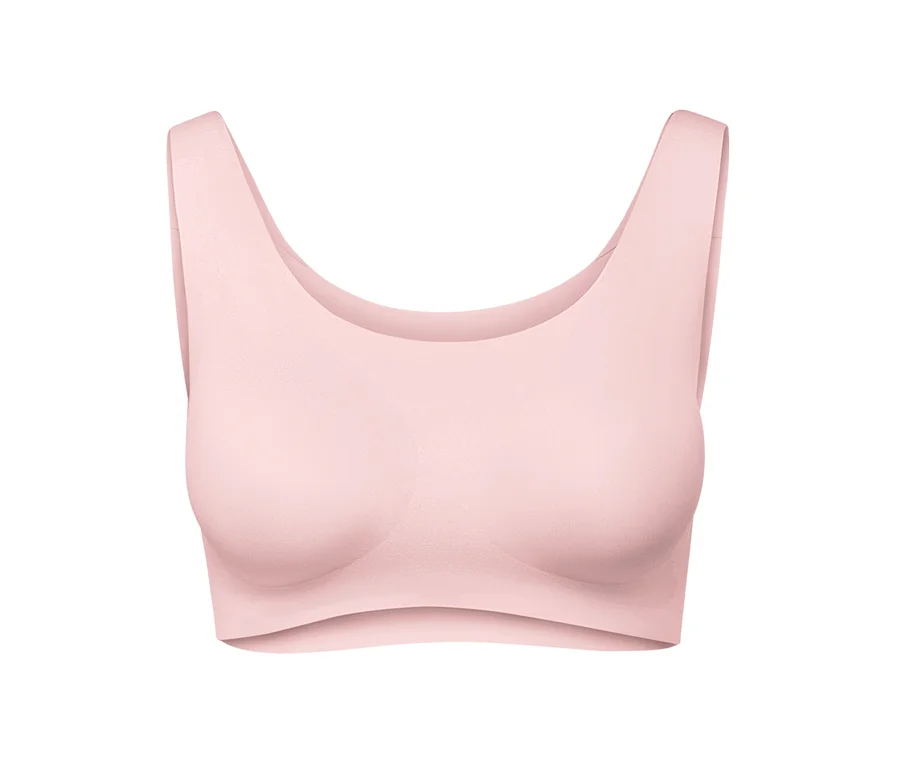 Pembe, kapamasız spor sütyeni.