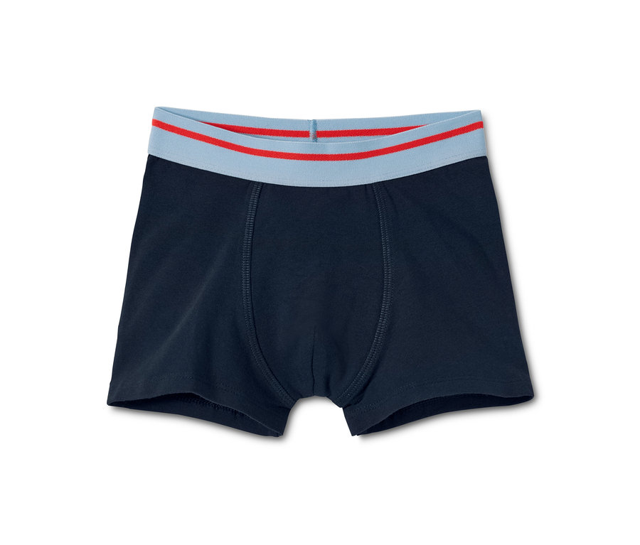 Mavi ve kırmızı şeritli, lacivert renkli 3 Adet Organik Pamuklu Slip Boxer.