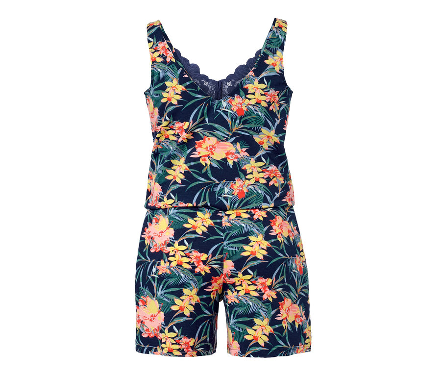 Çiçek desenli tulum pijama.