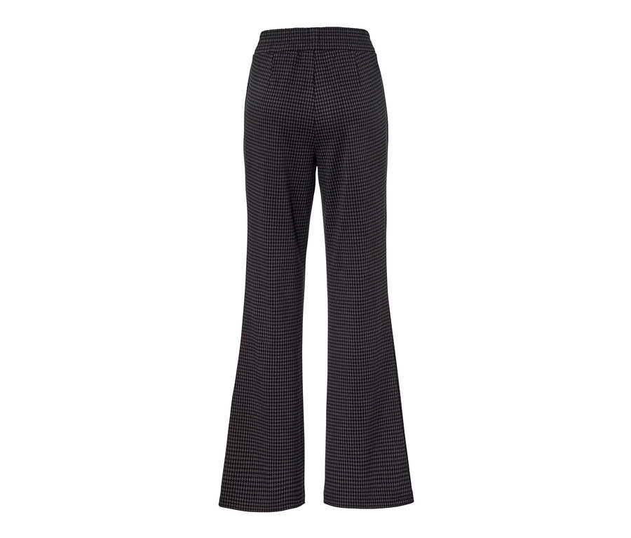 Siyah kazayağı jakarlı slip pantolon.
