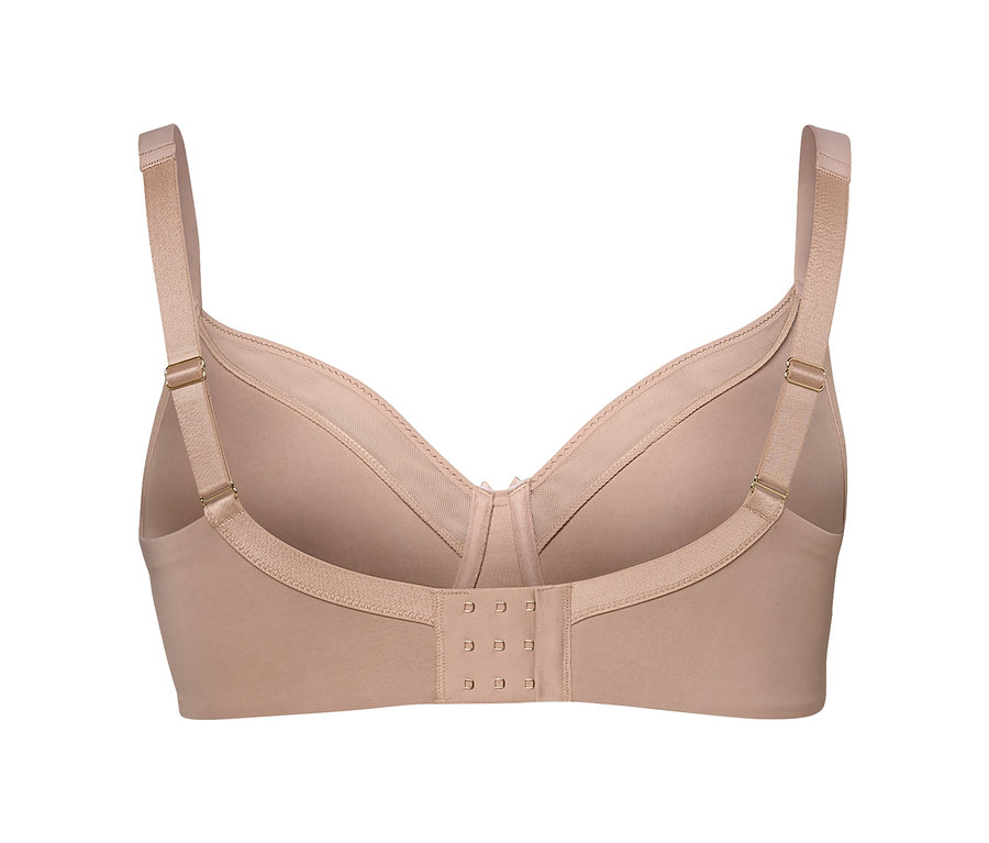 Bej rengi toparlayıcı sütyenin arka detay görünümü.