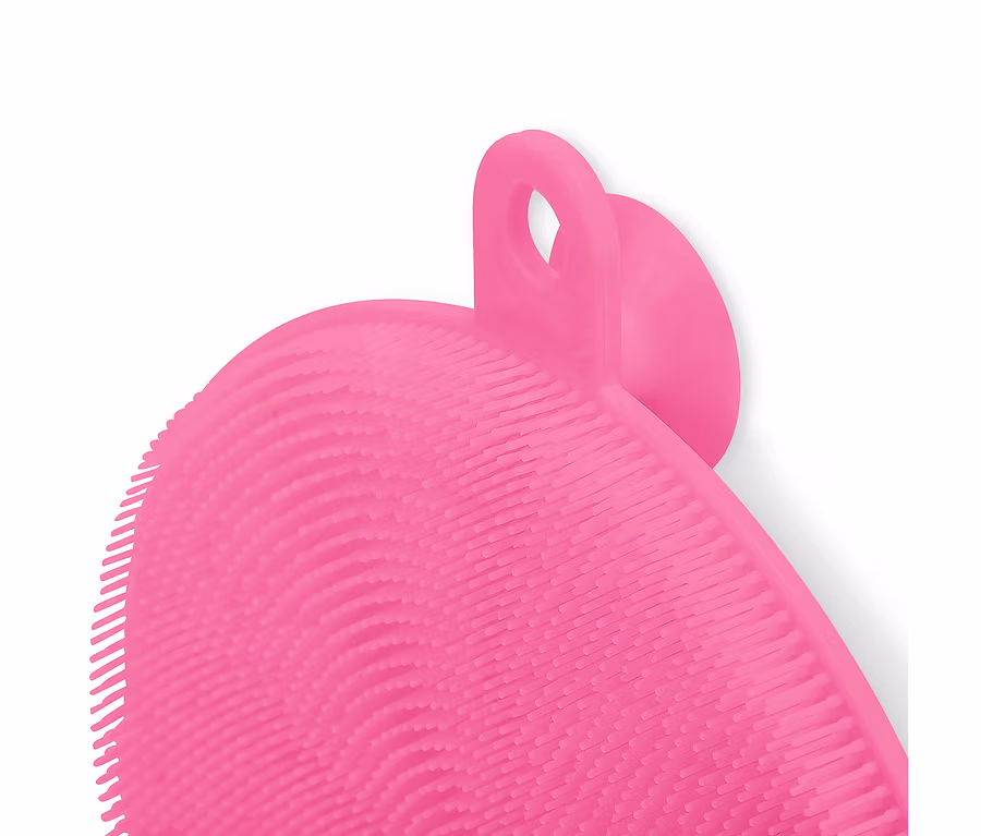 Pembe silikon, halkalı ve çıkıntılı bir fırının yakın çekimi.
