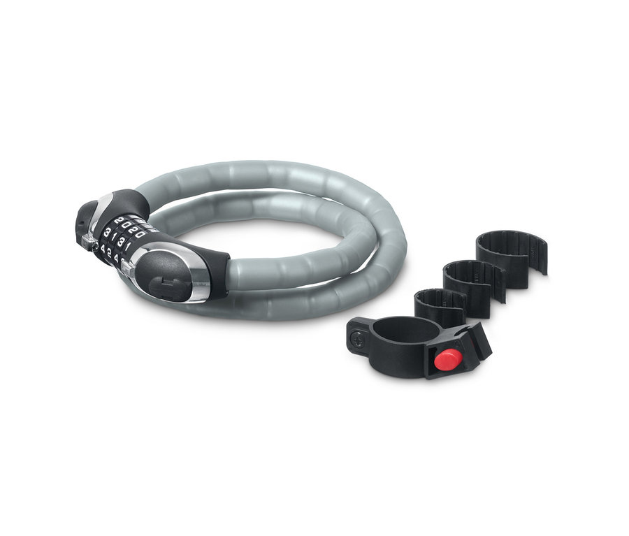 Gri renkli LED Zırhlı Kablo Kilit ve bir tutucu.