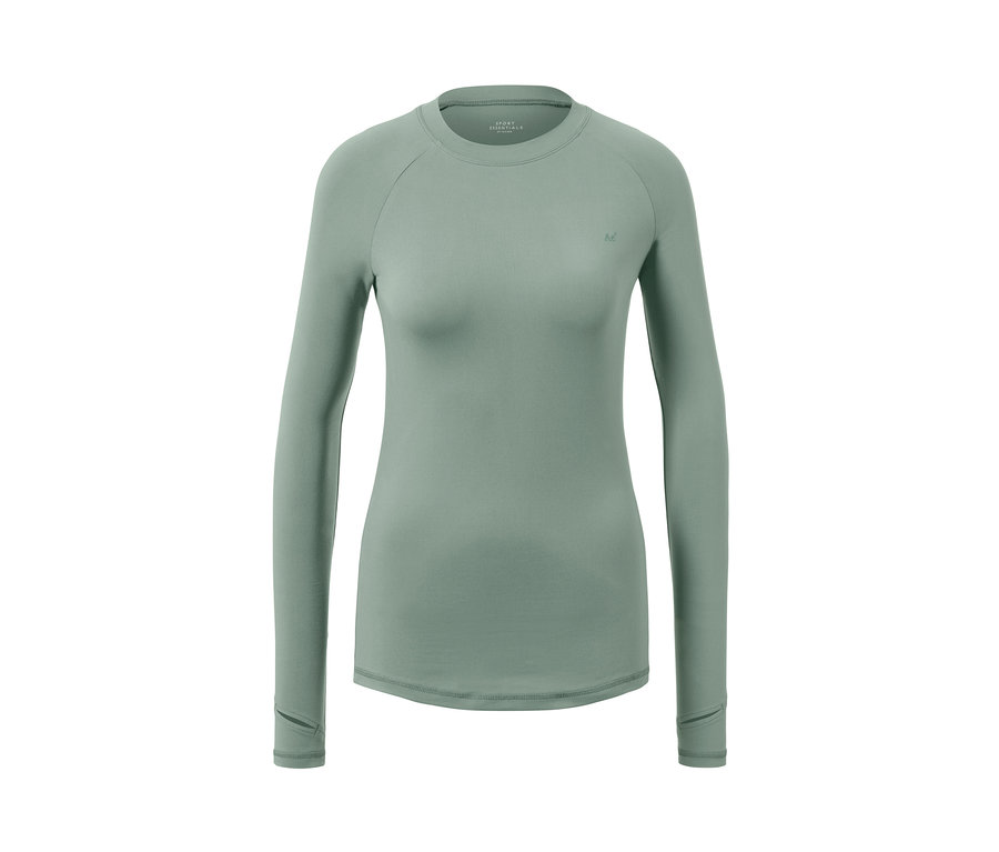 Ada çayı rengi uzun kollu fonksiyonel tişört.