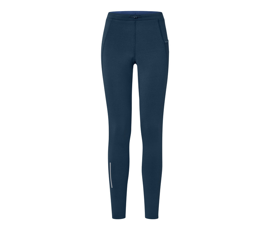 Koyu mavi termal koşu taytı.