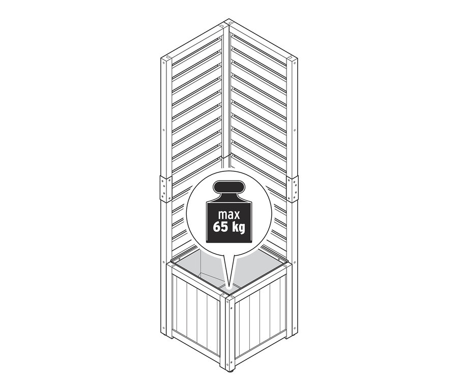 Bitki Kasalı Korumalı Köşe Modülü »Elin«, maksimum 65 kg taşıma kapasitesiyle. 