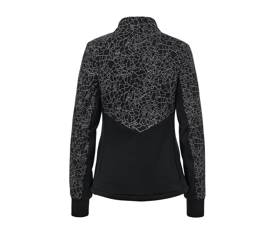 Beyaz geometrik desenli siyah termal ceket.