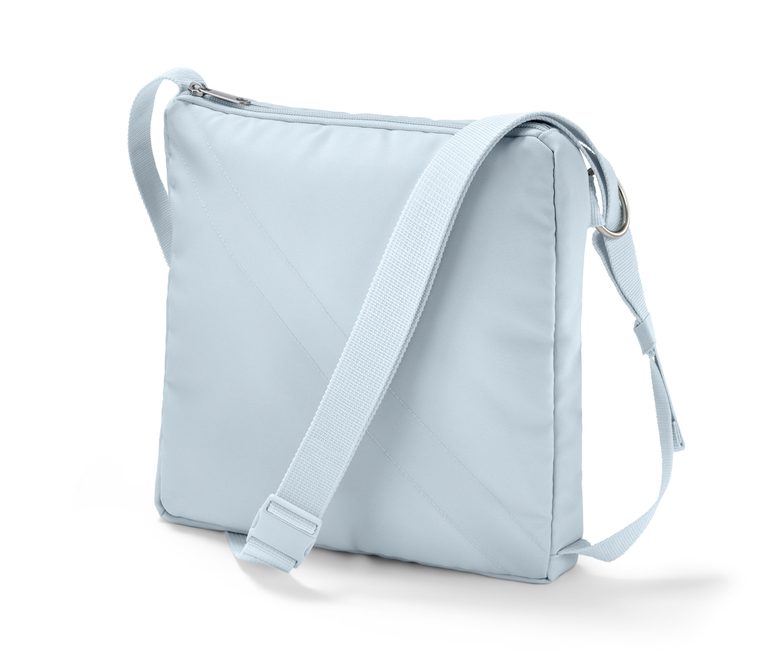 Gümüş fermuarlı, açık mavi, 2'si 1 Arada Omuz Çantası.