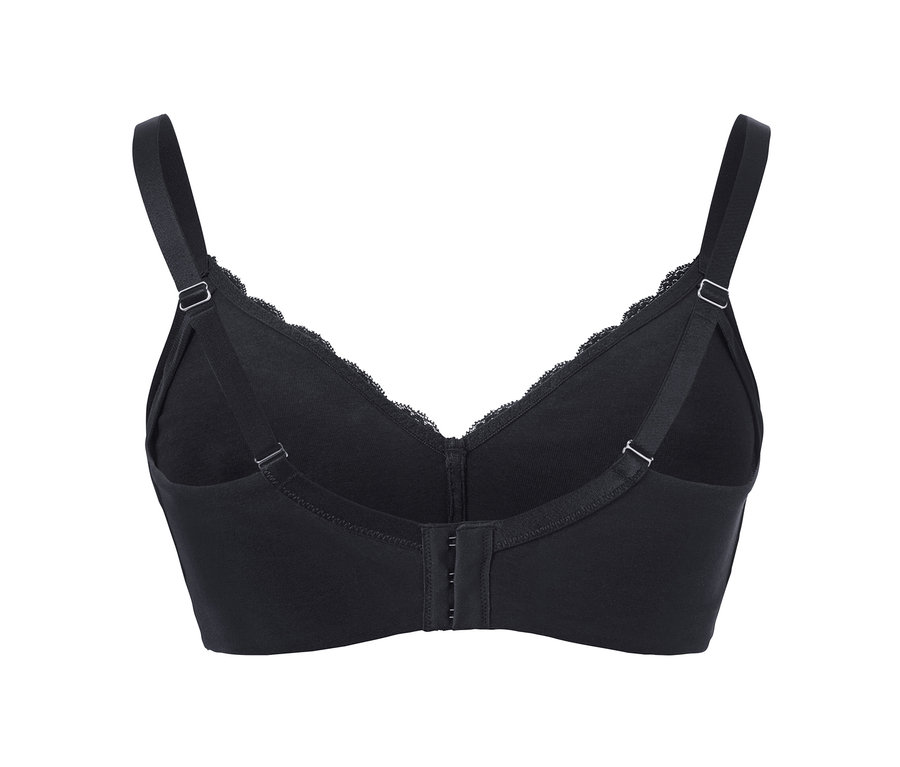 Siyah yumuşak sütyenin arka detay görünümü.