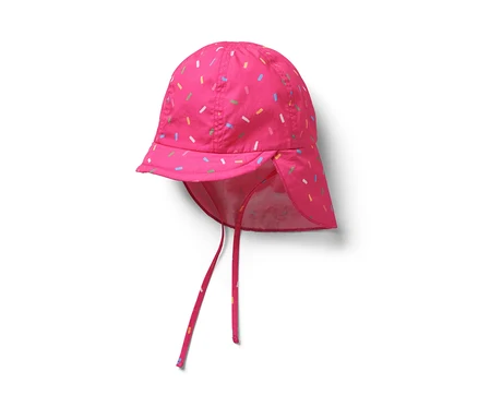 Pembe, 80 faktör UV korumalı çocuk güneş şapkası.