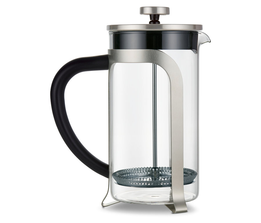Gümüş rengi, 800 ml, 6 fincan kapasiteli French Press.