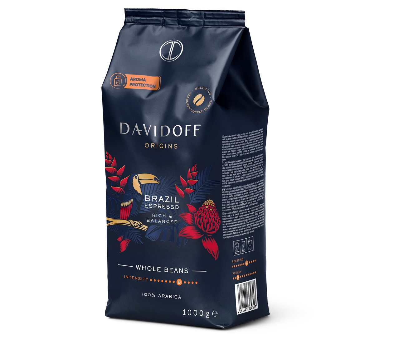 Bir paket Davidoff Café Origins Brazil kahve çekirdekleri, 1 kg.