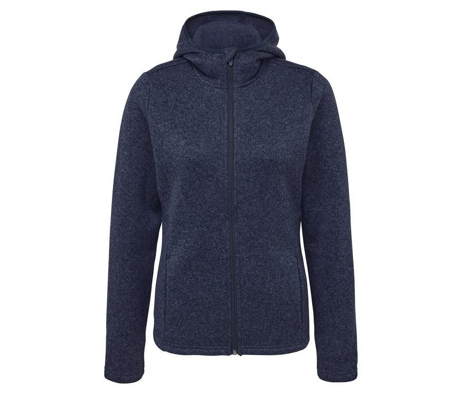 Ortasında fermuarı olan kapüşonlu lacivert polar ceket