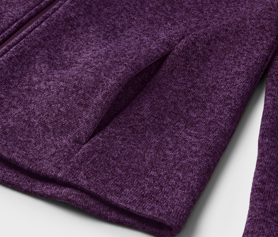 Da.Strickfleece-Jacke, pflaume/lavendel kadın örgü polar ceket detayı.