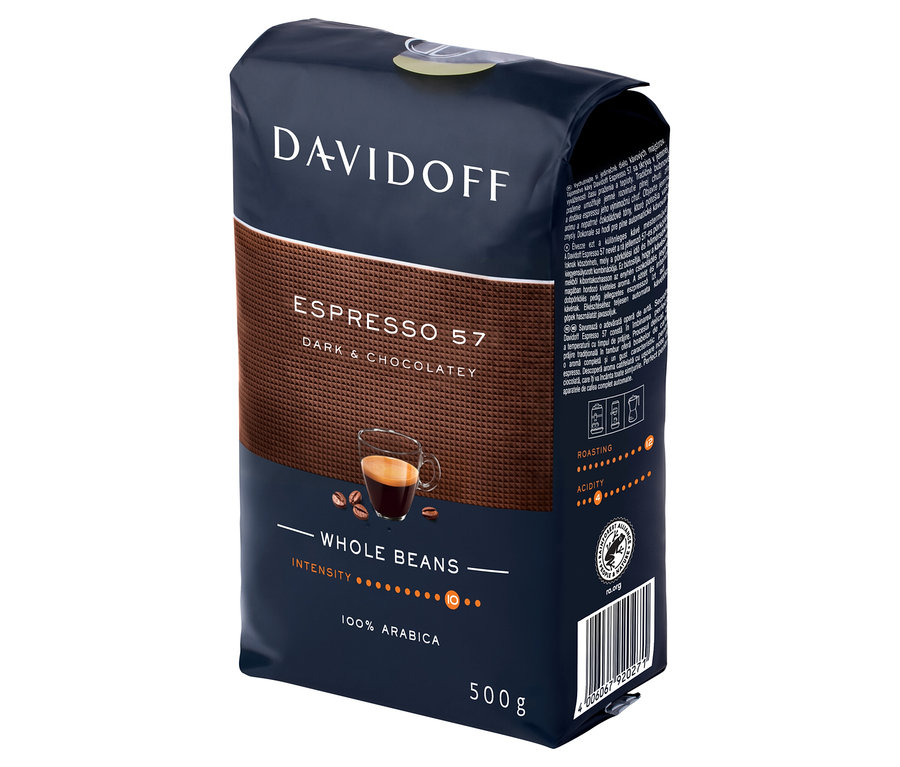 500g'lık DAVIDOFF CAFÉ Espresso 57 - Bütün Çekirdek kahve paketi.