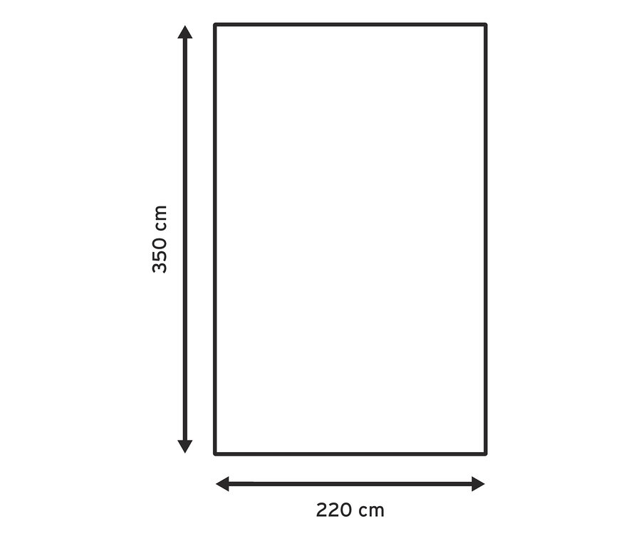 220 x 350 cm ölçülerinde dikdörtgen bir çadır halısı çizimi.