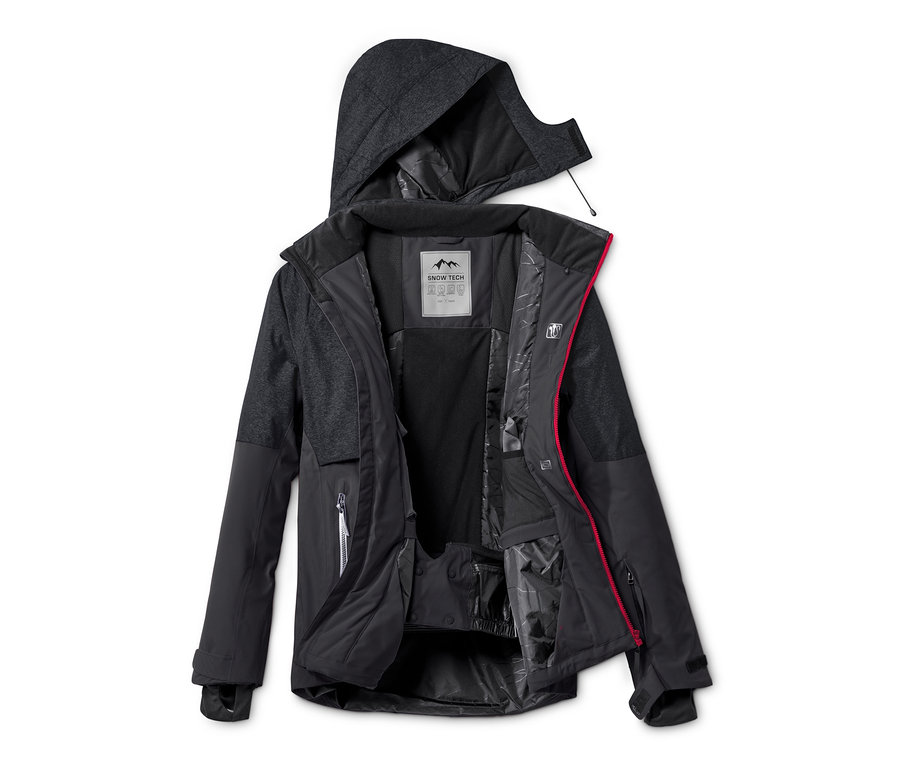 Kapüşonlu, siyah, açık High-End Kayak Montu.