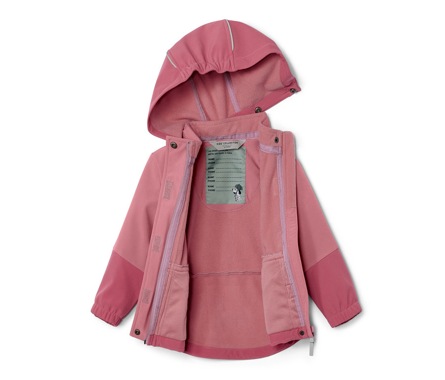 Açık, Pembe, Yağmurda Renk Değiştiren Çocuk Softshell Mont, kapüşonlu.