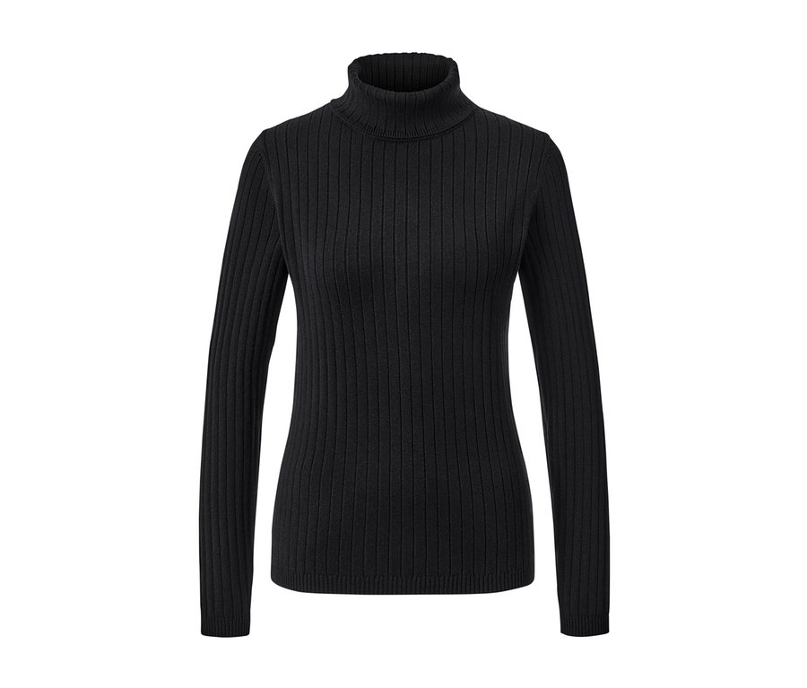 Siyah fitilli balıkçı yaka kazak