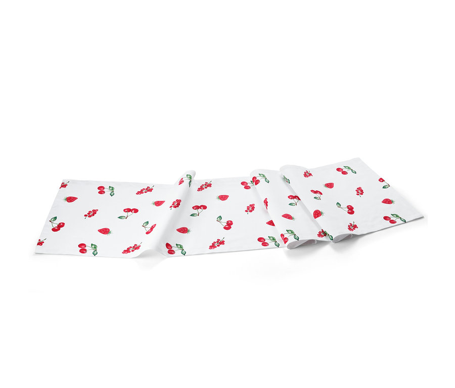 Meyve desenli şerit örtü.