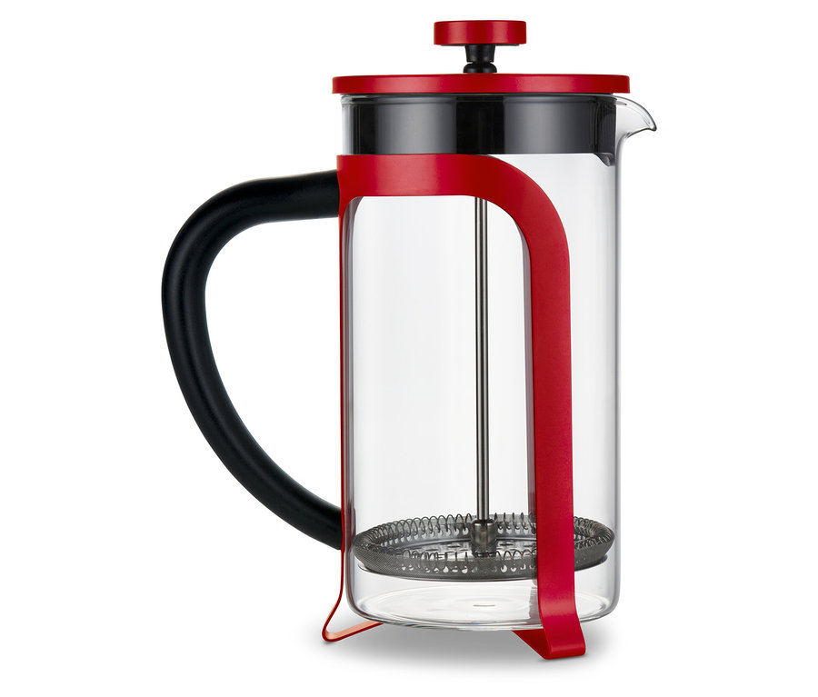 Kırmızı, 800 ml, 6 fincan kapasiteli French Press.