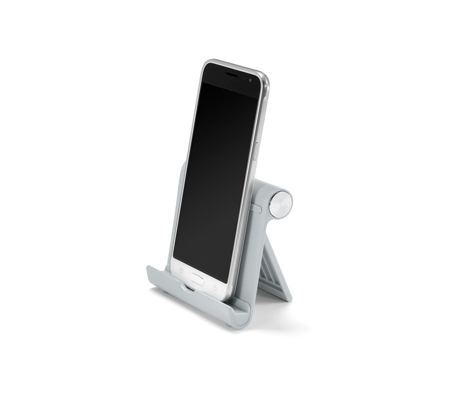 Akıllı telefon gri bir Akıllı Telefon ve Tablet Standında.