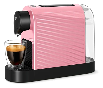 Bir fincan kahve ile Cafissimo Pure+, Kiraz Çiçeği kahve makinesi.