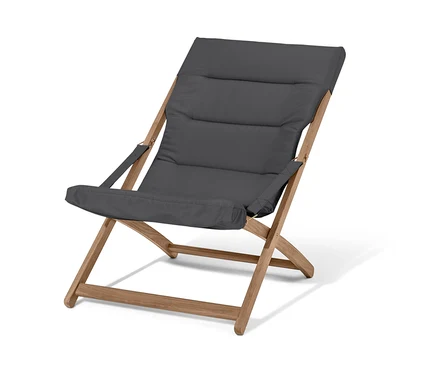 Ahşap çerçeveli antrasit katlanır relax sandalye.