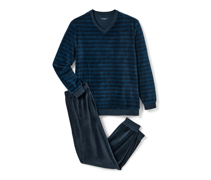 Uzun kollu üst ve pantolondan oluşan çizgili Niki pijama takımı.