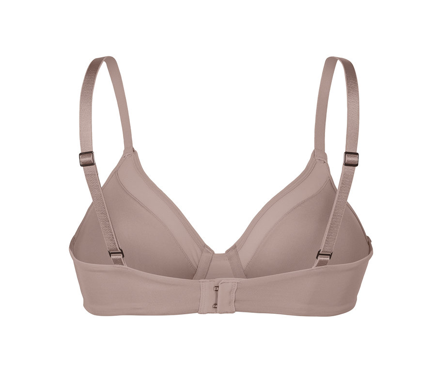 Bej rengi balenli sütyenin arka görünümü.