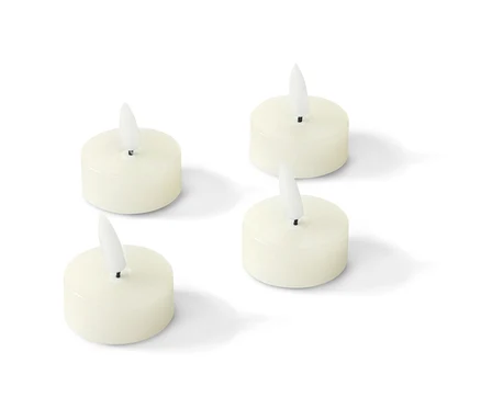 Dört adet kırık beyaz renkli, LED gerçek bal mumu tealight