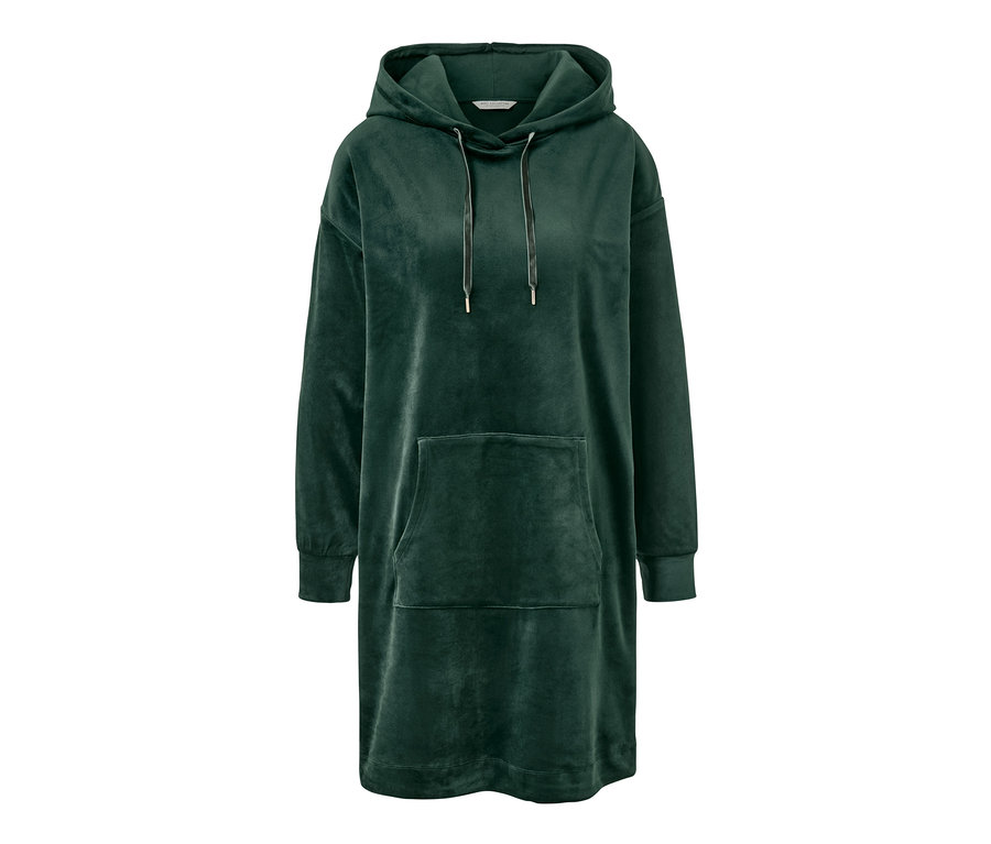 Kapüşonlu ve kanguru cepli yeşil renkli Niki Loungewear Elbise.
