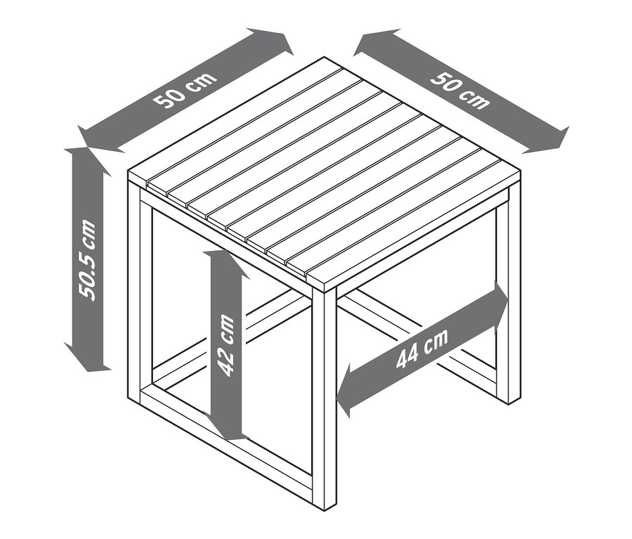 »Lenja« 2'li Yan Sehpa Seti ölçülerinin bulunduğu bir çizimdir