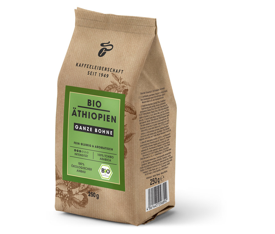 Organik Etiyopya - 250 g çekirdek kahve paketi.