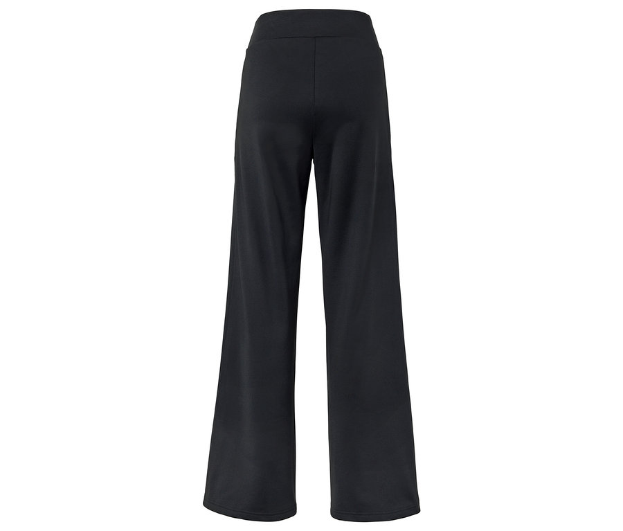 Siyah, bol kesim pantolon, arka görünümü.