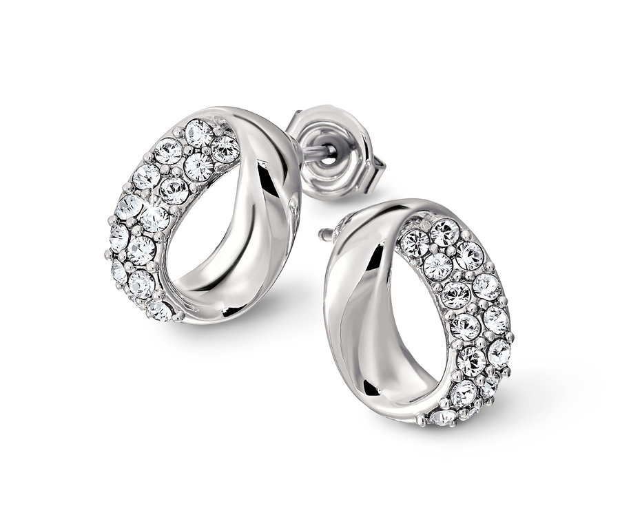 Beyaz arka planda iki adet Swarovski® Kristalli Oval Saplama Küpe.