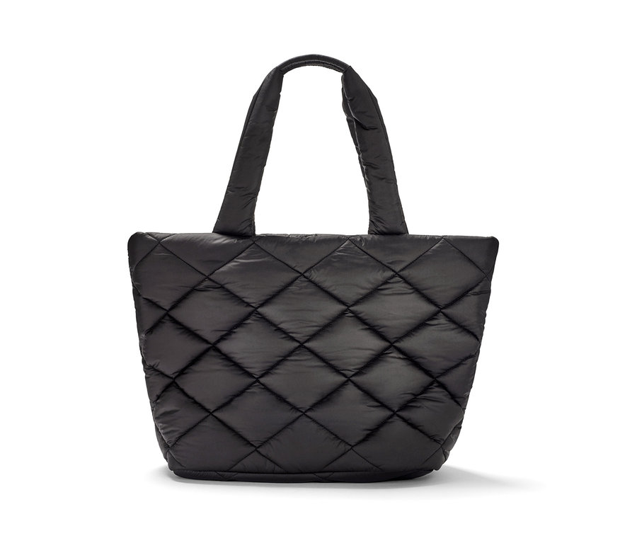 Siyah, kapitone shopper çanta