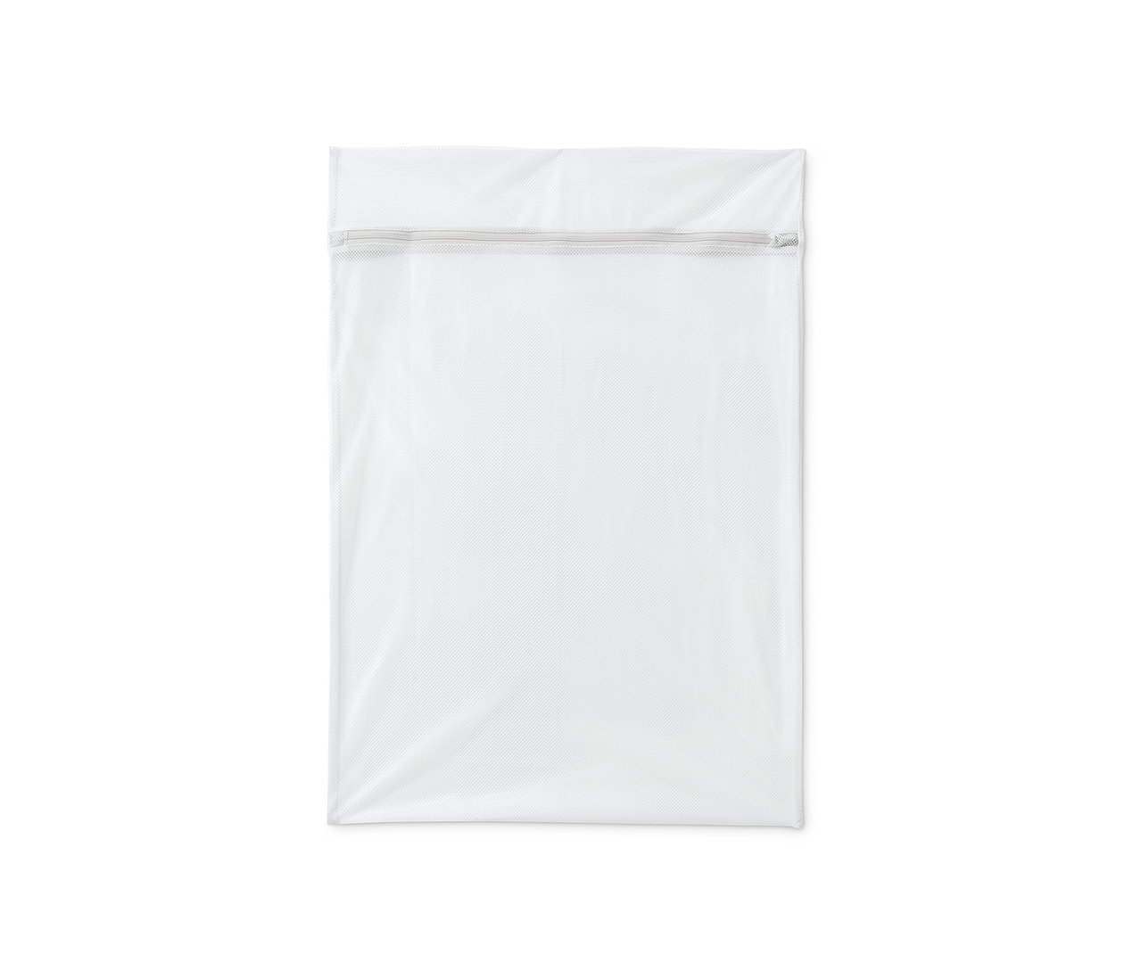 Fermuarlı beyaz bir XL çamaşır filesi.