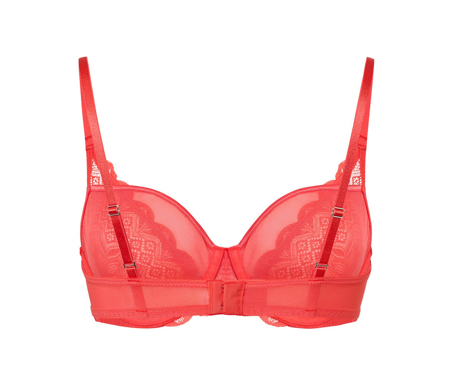 Kırmızı, dantelli, balenli sütyen.