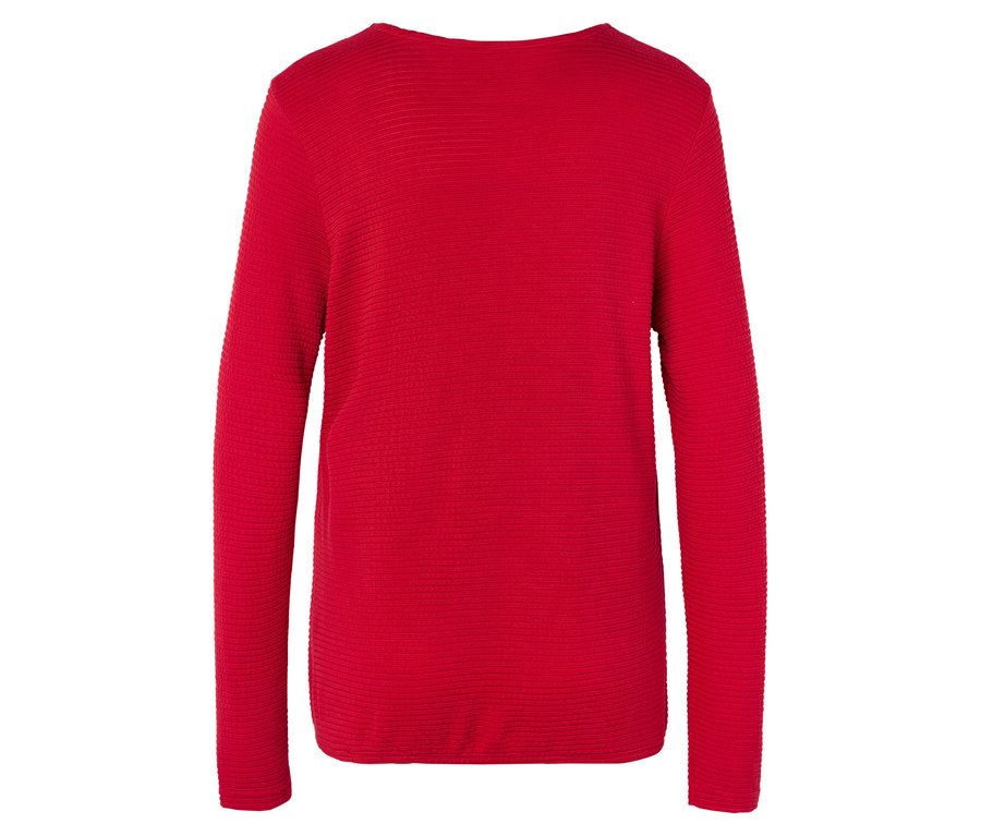 Kırmızı, uzun kollu kazak.