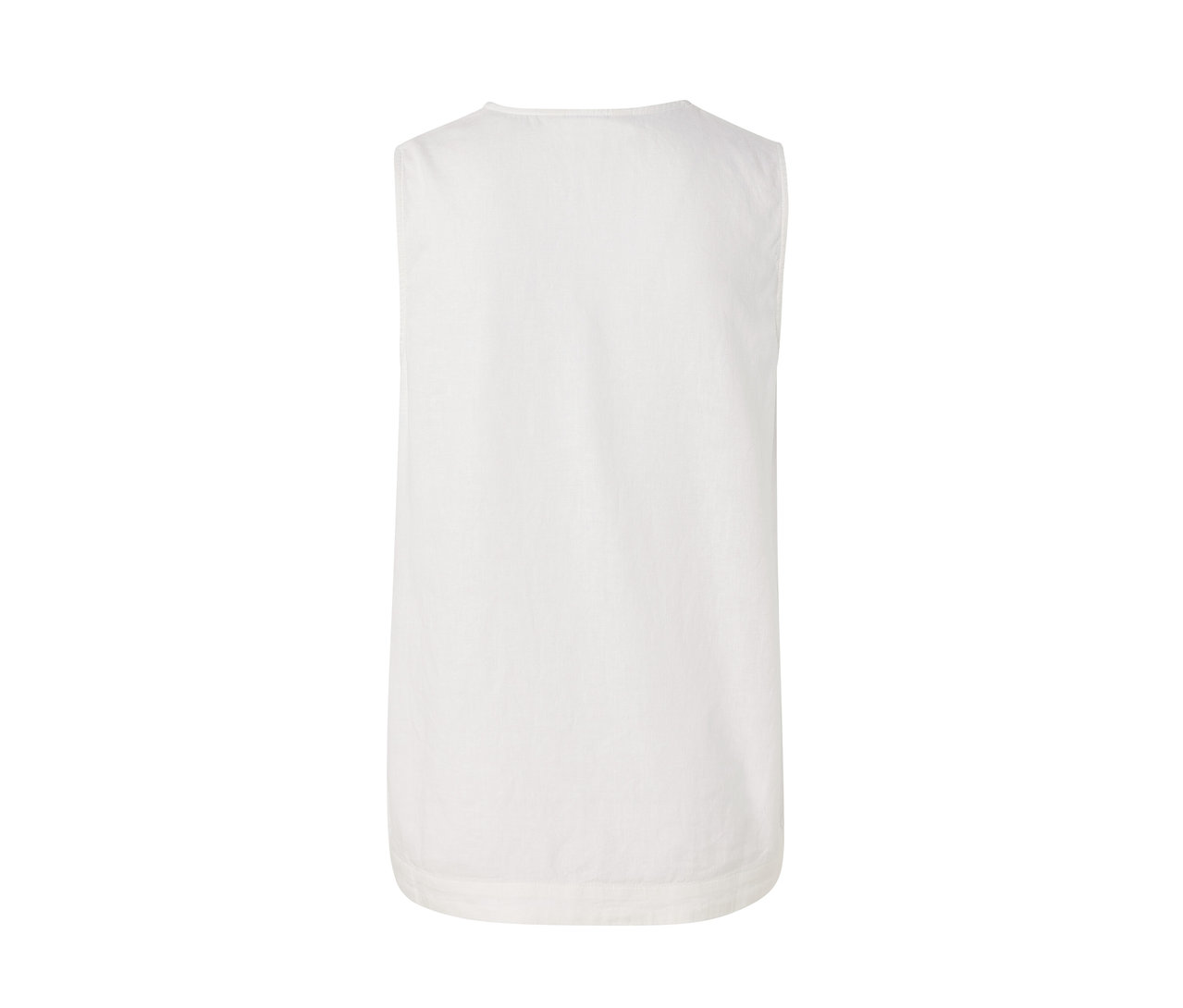 Beyaz, kolsuz keten bluz