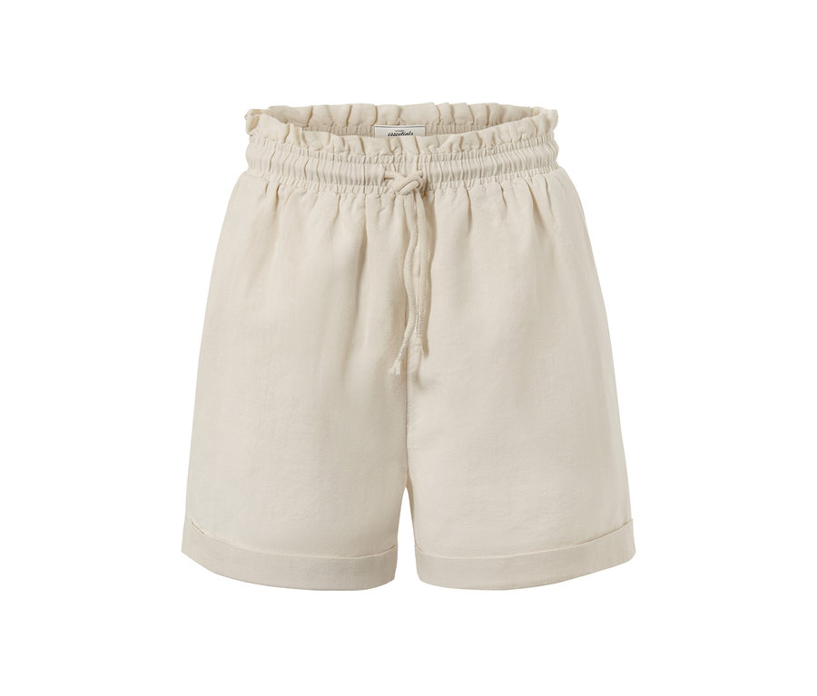 Kum Rengi Keten Karışımlı Şort