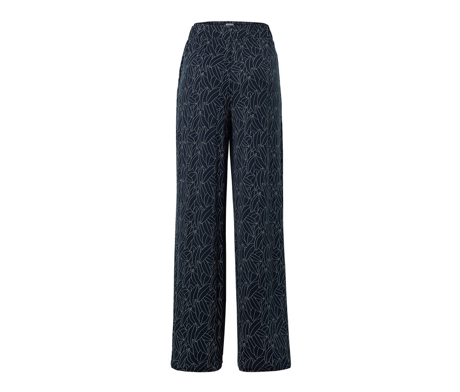 Lacivert-Krem Beyaz baskılı Palazzo Pantolon.