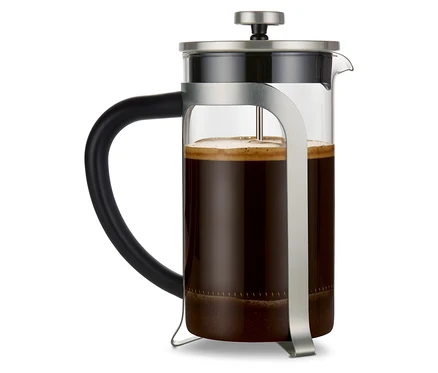 Gümüş rengi, 800 ml, 6 fincan kapasiteli French Press.