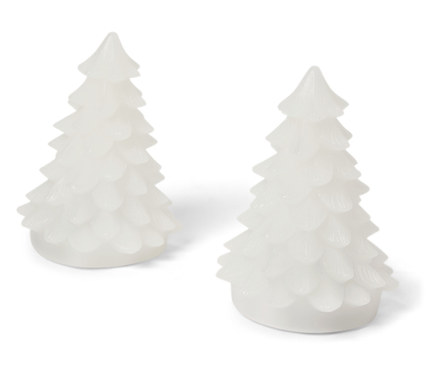 2 Adet LED'li Gerçek Mum Çam Ağacı, küçük