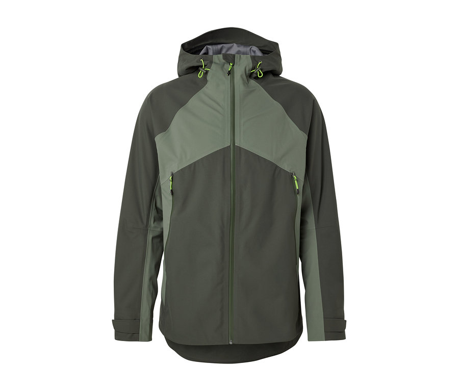 Fermuarlı ve kapüşonlu yeşil 3 katlı outdoor mont.