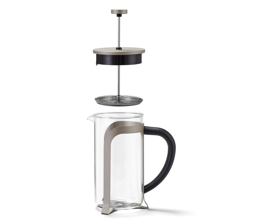 Parçalarına ayrılmış French Press 800 ml, 6 Fincan, Şampanya rengiyle.