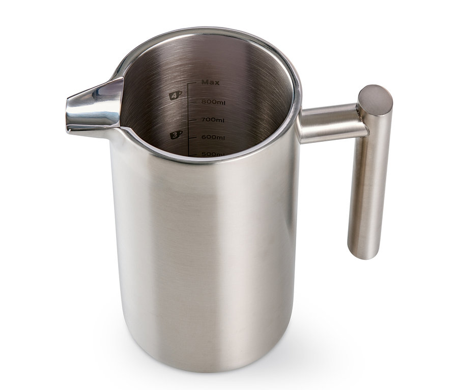 900 ml'lik, çift cidarlı, çelik French Press kahve demliği